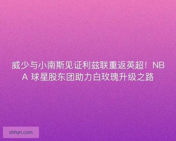 威少与小南斯见证利兹联重返英超！NBA 球星股东团助力白玫瑰升级之路
